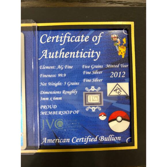 Glaceon Pokemon Card with an authentic piece of fine silver - Picture 3 of 5